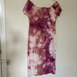 Tie Dye Derek Heart off the shoulder dress